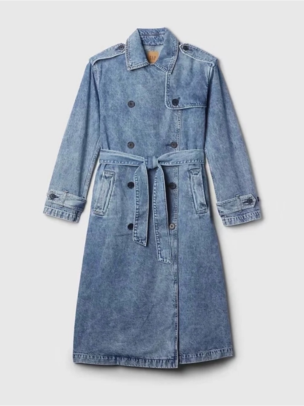 GAP Longline Icon Denim Trench Jacket NWT Medium Tall